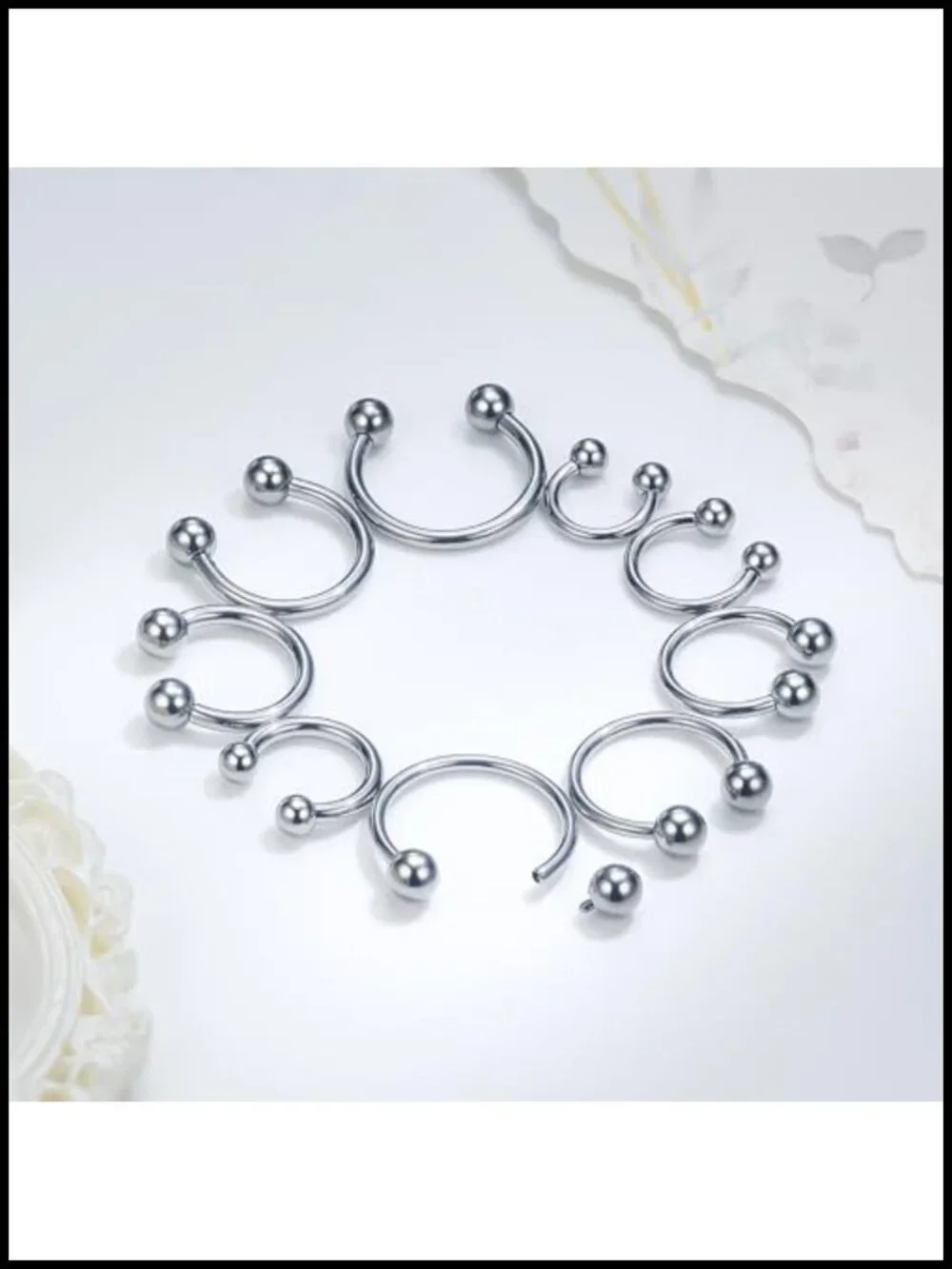 Internally Threaded Titanium Horseshoe Nose Ring Septum Hoop for Cartilage